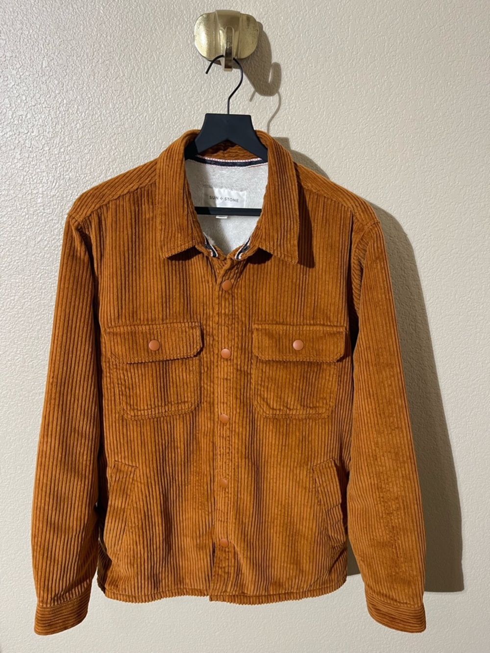 Sun + Stone Men's Rust Corduroy Shirt Jacket